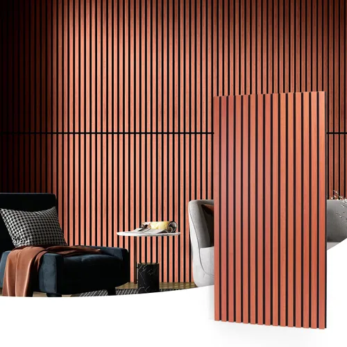Vista 13 de Art3d 2 paneles acústicos de listones de madera para pared y techo, panel de absorción de sonido acanalado 3D con acabado de madera, roble