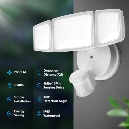 Vista 3 de Onforu Paquete de 2 luces LED de 75 W con sensor de movimiento para exteriores, iluminación exterior de atardecer al amanecer de 7000 lm, luz