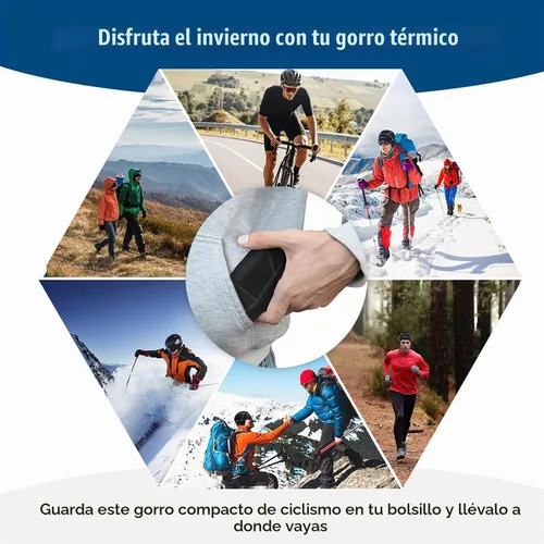 Vista 7 de Hikenture Forro de casco de invierno para hombre y mujer, gorro térmico de cráneo Negro