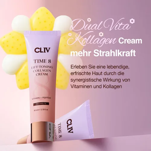 Vista 2 de CLIV Time 8 Lift Crema tonificante de colágeno – Crema hidratante facial coreana para el cuidado de la piel con péptidos, niacinamida y complejo