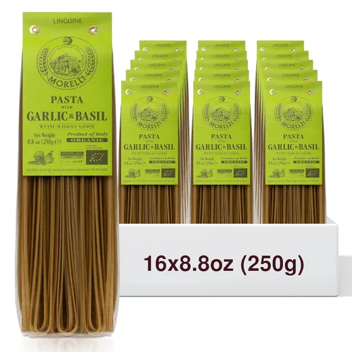 Vista 11 de Morelli Pasta italiana orgánica de ajo y albahaca Linguine - Pasta gourmet hecha a mano en pequeños lotes, sémola de trigo duro, Al Dente, pasta