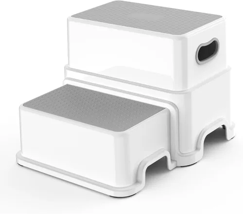 Vista 13 de Victostar Taburete de 2 pasos para niños, taburete antideslizante resistente para niños pequeños de dos pasos para entrenamiento de inodoro, baño