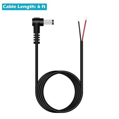 Vista 4 de Fancasee Cable de alimentación de CC, paquete de 2 unidades de 6 pies, 0.217 in x 0.098 in, ángulo recto de 90 grados, enchufe macho a cable