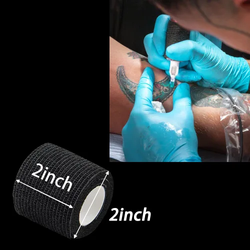 Vista 3 de Arcimatto Cinta para máquina de tatuajes, 12 unidades de vendaje autoadhesivo de 2 pulgadas x 5 yardas, cubierta de agarre de tatuaje, rollos