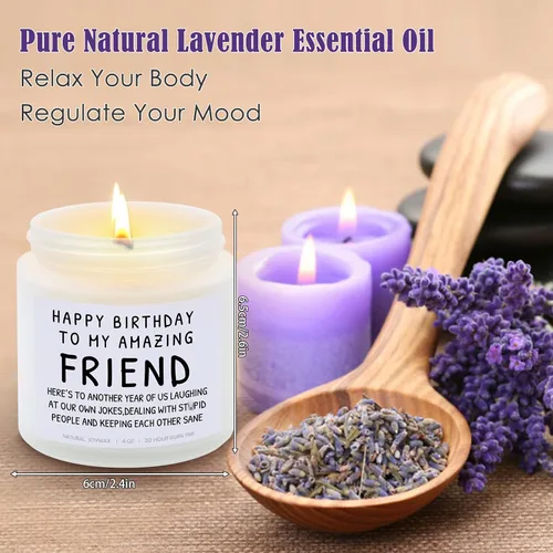 Vista 7 de Regalos de feliz cumpleaños para amigos y mejores amigos – Regalo divertido y de vela de lavanda para mamá, Navidad y día de la madre