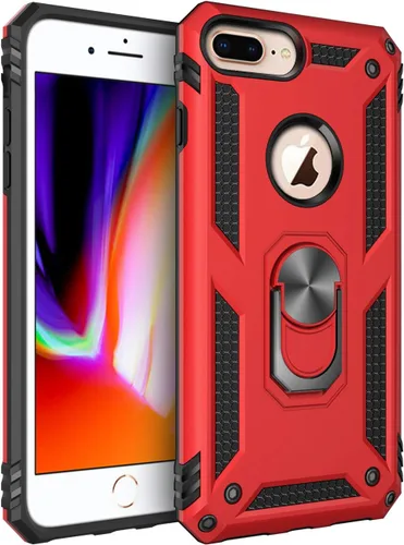 Vista 22 de Korecase Funda para iPhone 8, protección de cámara, armadura militar, doble capa, soporte compatible con iPhone 6 6s y iPhone 7 8, color negro