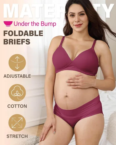 Vista 2 de Intimate Portal - Ropa interior de maternidad de algodón para debajo del vientre, panties plegables para embarazo y postparto