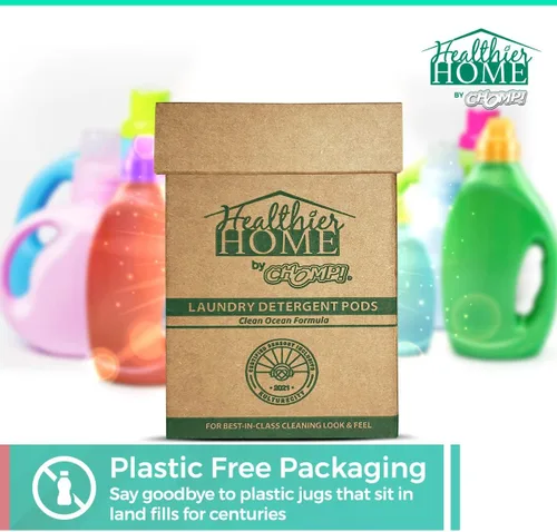 Vista 6 de CHOMP! Detergente para ropa Zero Waste Pacs: Detergente aromático de hierba de limón, detergente de alta eficiencia (HE), paquete de 70