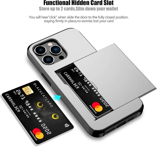 Vista 132 de Nvollnoe - Funda para iPhone 14 con tarjetero [tienda de 5 tarjetas] Negro - Almacenamiento más grande