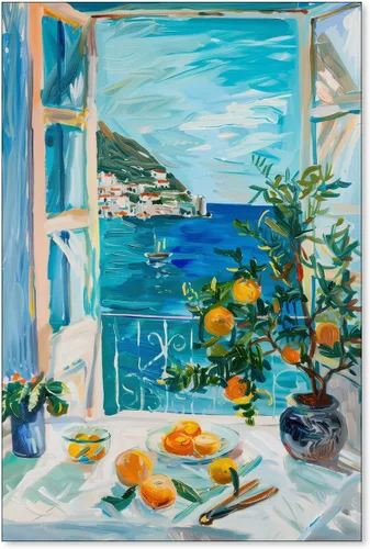 Vista 33 de Póster de pintura al óleo colorida de ventana abierta, arte de pared abstracto impresionista famoso y moderno, impresiones de lienzo estético