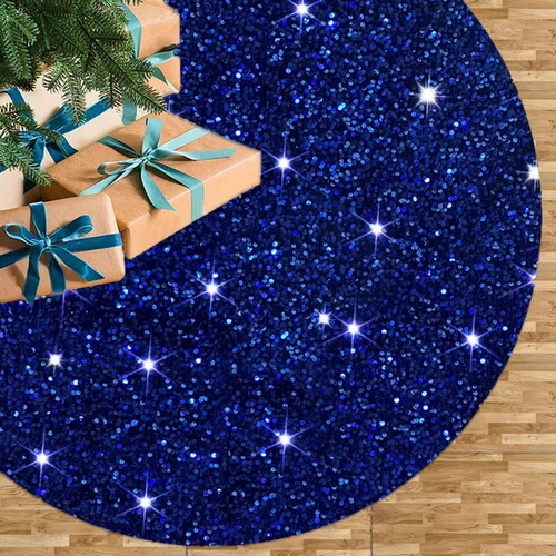 Vista 11 de FUHSY Falda de árbol de Navidad negra de 21 pulgadas, falda de árbol de lentejuelas brillantes, faldas de árbol de Halloween de terciopelo suave