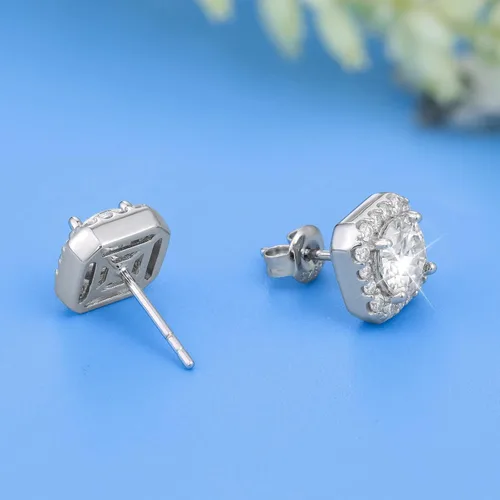 Vista 6 de RINEY&KY Aretes de moissanita Aretes de diamante de laboratorio para mujeres y hombres, aretes de moissanita, aretes de moissanita chapados en oro