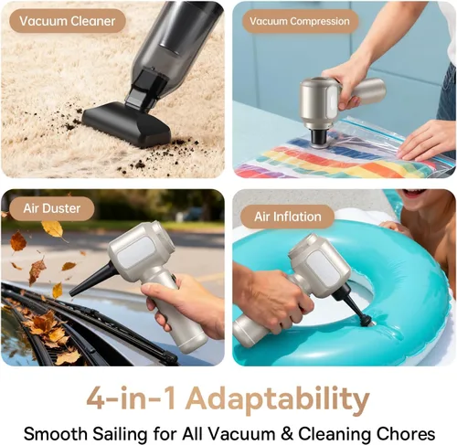 Vista 4 de REWONDER Aspiradora de coche de alta potencia, aspiradora de 22000 Pa y plumero de aire de 110000 RPM, aspiradora de mano con batería de 7800 mAh