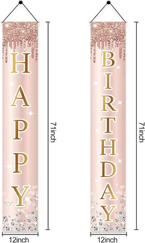 Vista 6 de Cartel decorativo para puerta de cumpleaños número 25 para mujer, cartel de fondo de cumpleaños de 25 años y suministros de fiesta de feliz