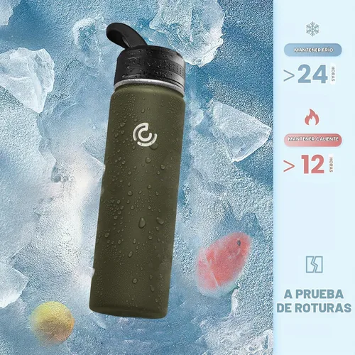 Vista 4 de COKTIK Botella de agua deportiva de 22 onzas, botella de agua de acero inoxidable para aislamiento térmico, botella de viaje reutilizable