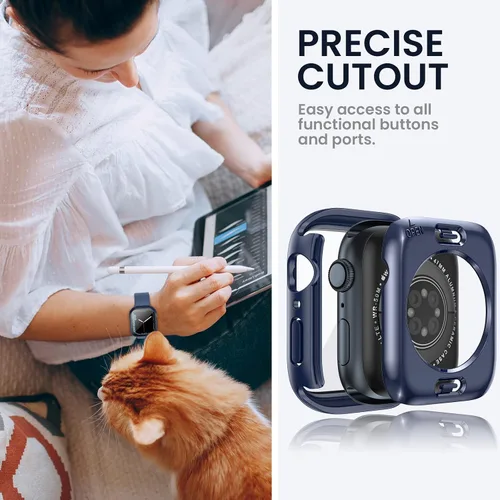 Vista 6 de Tensea - Funda protectora de pantalla impermeable para Apple Watch (2 en 1) para Apple Watch Serie SE 6, 5, 4, accesorios de 40 mm, iWatch protector