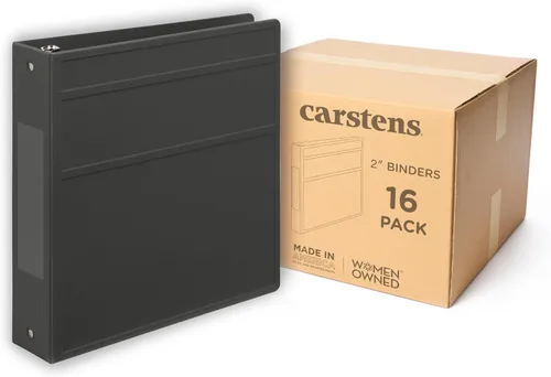Vista 36 de Carstens Carpeta de 3 Anillos de Servicio Pesado de 2 Pulgadas - Apertura Lateral, Negro, Plástico Duradero, Anillos Sin Espacios, Cubiertas