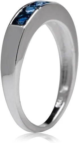 Vista 3 de Silvershake Anillo apilable de plata de ley 925 chapada en oro blanco de 5 piedras para mujeres o adolescentes