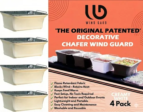 Vista 10 de The Original Patented' - Protector contra el viento para bufés, catering, cubierta para calentador de alimentos, poliéster ignífugo, lavable, Negro