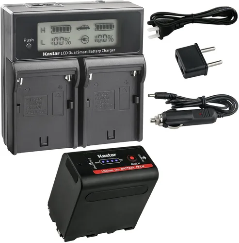 Vista 8 de Kastar NP-F980EXP CH04 Dual Fast Charger Compatible with Yongnuo YN216 YN300 YN300-III YN600 YN600L II YN900 YN900 II YN1200 LED Video Light