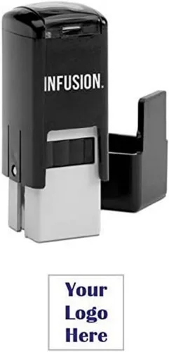 Vista 16 de Infusion Sello de logotipo de goma autoentintado personalizado de 1/2" x 1/2", pequeño, cuadrado, negro