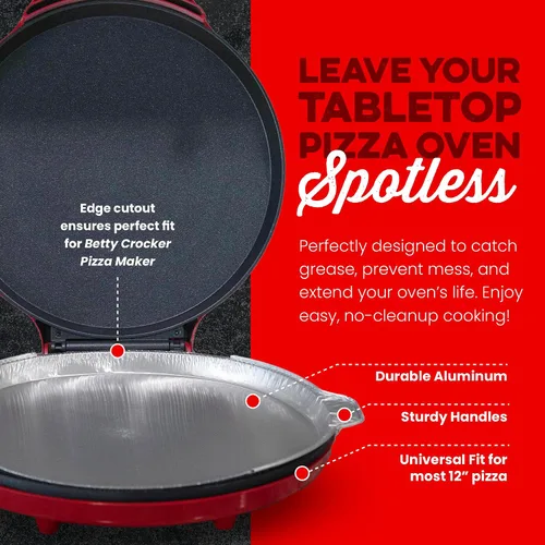 Vista 7 de 12" Pizza Oven Insert Pan (5-Pack) - Disposable Aluminum Liner for Countertop Pizza Makers, Fits Betty Crocker Pizza Maker, Piezano & More