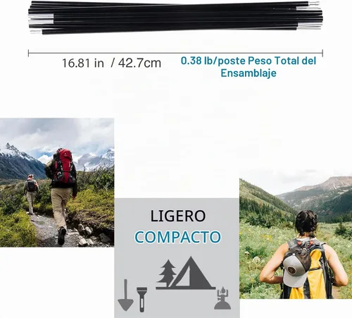 Vista 5 de Reemplazo de postes de aluminio para tienda, se adapta tanto a extremos hembra como macho, kit de reparación ligero de poste de tienda, aleación