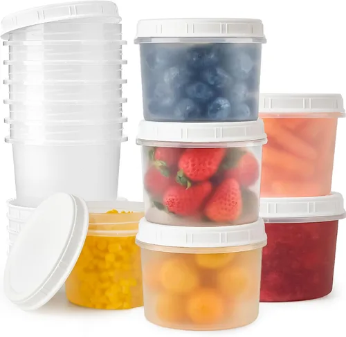 Vista 8 de TUZAZO Recipientes pequeños para congelador de 4 onzas con tapas, 12 unidades, sin BPA, pequeños recipientes de plástico para almacenamiento