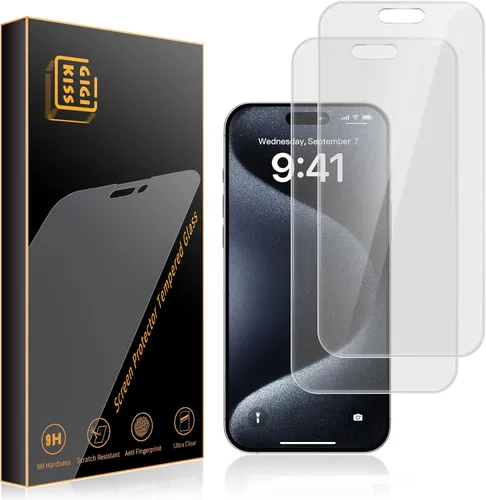 Vista 12 de GIGIKISS Protector de pantalla compatible con iPhone 15 Pro Max de 6.7 pulgadas, protector de pantalla de vidrio templado HD anti luz azul, fácil