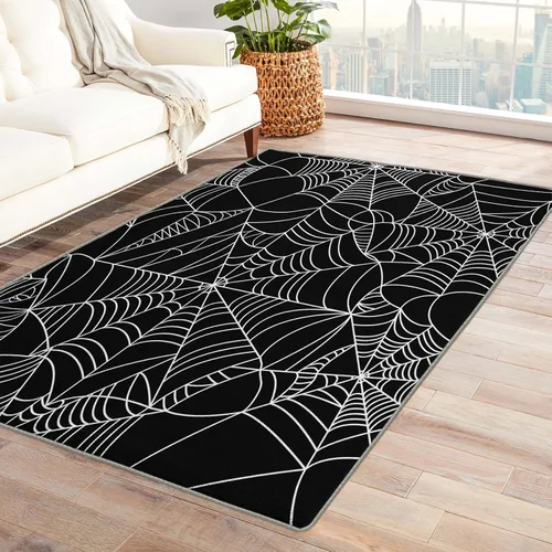 Vista 11 de Alfombra fantasma de 2 x 3 pies, alfombra de área de Halloween, alfombras espeluznantes para entrada, sala de estar, dormitorio, alfombra rosa
