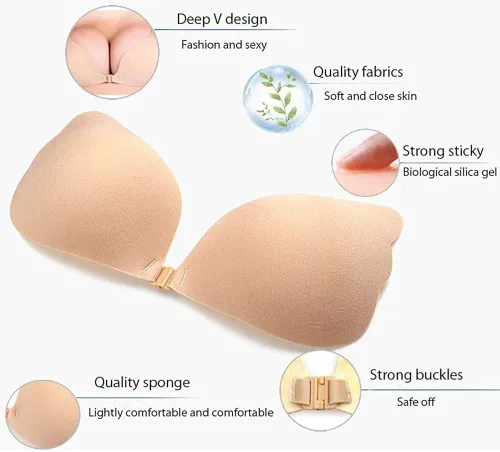 Vista 6 de MITALOO Sticky Push Up Adhesive Invisible Backless Bra Magic Nipple Covers Strapless Bra
