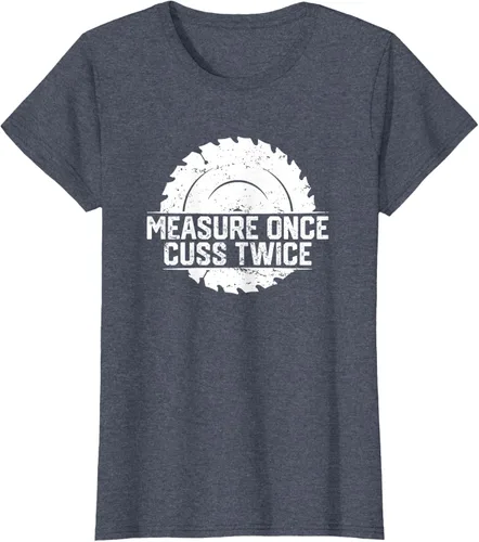 Vista 37 de Measure Once Cuss Twice, divertida camiseta de regalo para carpintería, Negro, S