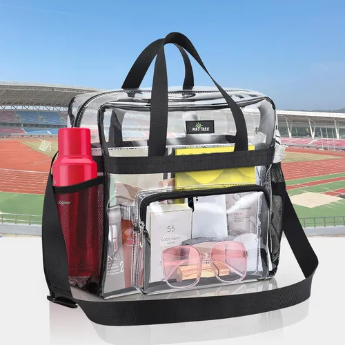 Vista 83 de MAY TREE Bolsa transparente para eventos en estadios de 12 x 6 x 12 pulgadas, bolsa de almuerzo transparente con correas reforzadas para trabajo