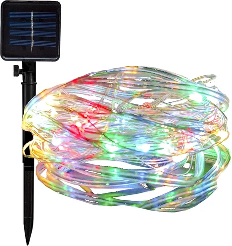 Vista 4 de Hometown Evolution, Inc. Tira de luces de burbujas de aire alimentadas por energía solar, 30 LED blanco cálido, 8 modos, impermeable al aire libre