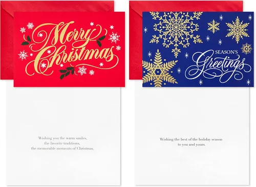 Vista 6 de Hallmark Surtido de tarjetas de Navidad en caja, lámina dorada clásica (6 diseños, 36 tarjetas con sobres)