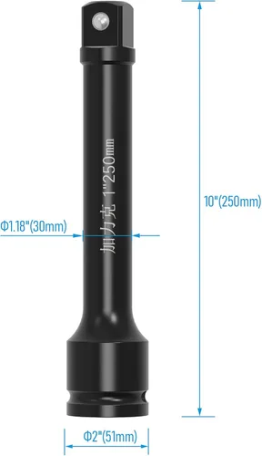 Vista 3 de Barra de extensión de impacto de 1 pulgada con pasador de bloqueo de 10 pulgadas, extensión de enchufe de impacto, acero CR-MO