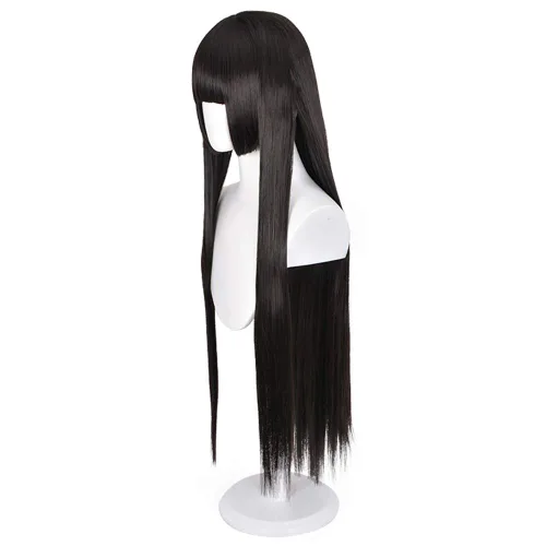 Vista 5 de Soyusunny Peluca larga y recta negra para cosplay, disfraz de Halloween, pelucas para mujer
