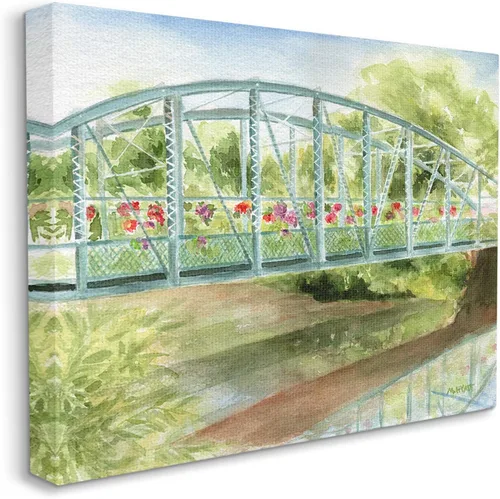 Vista 7 de Stupell Industries Placa de pared con diseño floral de puente sobre el campo, diseño de Melissa Hyatt LLC, 13 x 19 pulgadas, color verde