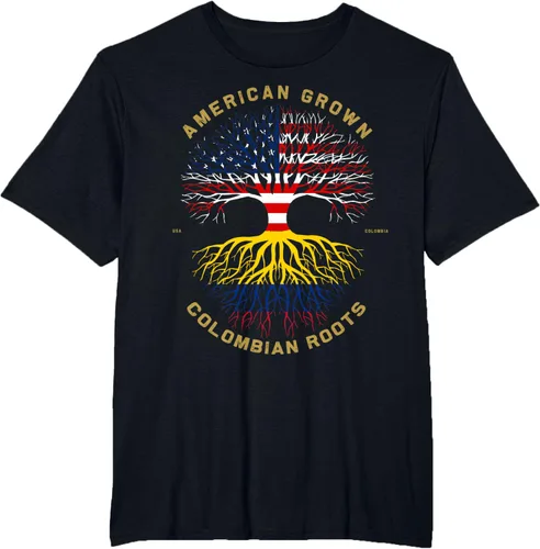 Vista 72 de Camiseta de regalo con la bandera de Estados Unidos con árbol de raíces colombianas