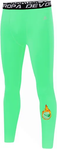 Vista 29 de DEVOROPA - Leggings de compresión para niños, mallas deportivas con forro polar, capa base térmica Verde militar (forro polar)