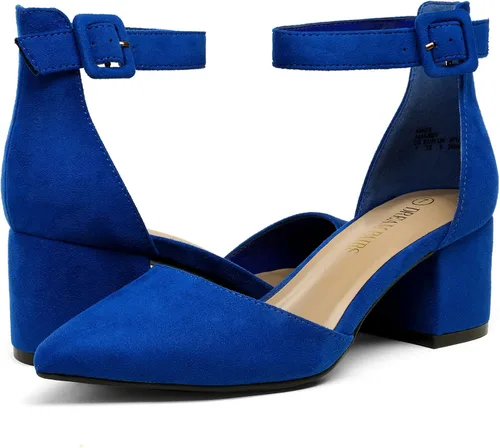 Vista 2 de DREAM PAIRS ANNEE - Zapatos de tacón bajo y grueso con punta puntiaguda