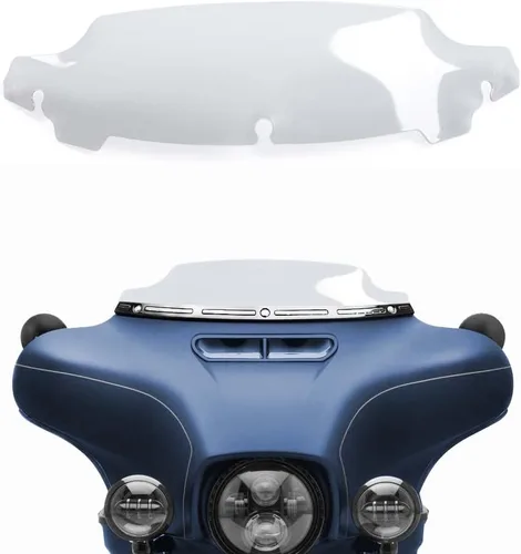 Vista 22 de Parabrisas ondulado negro de 4.5 pulgadas compatible con Harley Davidson Touring Street Glide/Electra Glide/Ultra Limited/Tri Glide FLHT FLHX FLHXS