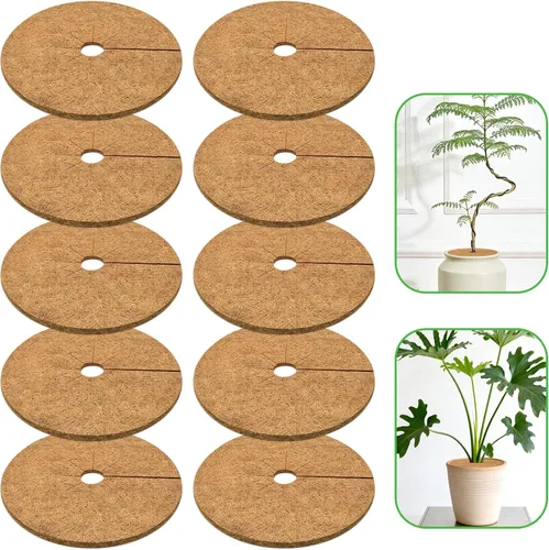 Vista 17 de Pack de 10 anillos de mantillo de fibra de coco, anillo de mantillo de coco coir de 6 pulgadas, protector de árbol 100% natural, anillo de cobertura