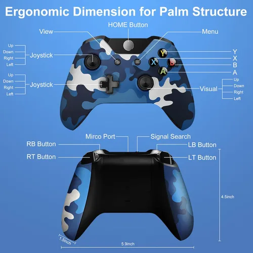 Vista 7 de ADHJIE Controlador Xbox One, compatible con control inalámbrico Xbox One, controlador Xbox One inalámbrico con conector de auriculares de audio