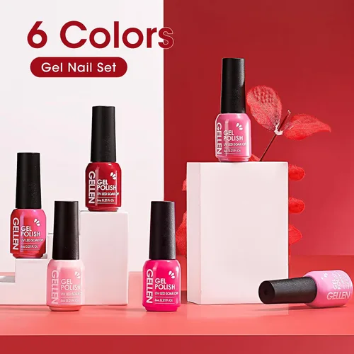 Vista 8 de Gellen - Juego de esmaltes de uñas de gel en 6 colores bonitos de la serie pastel, suaves, para decoración de uñas y manicura en casa de larga