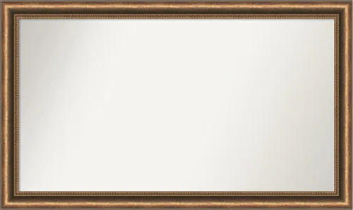 Vista 266 de Amanti Art Espejo de baño de bronce para sobre fregadero, 24 x 24 pulgadas, espejo de tocador cuadrado estrecho de bronce Manhattan, marco de madera