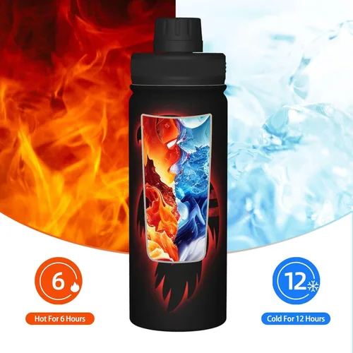 Vista 6 de Black Eagle - Hervidor de agua aislado de acero inoxidable Impresión divertida botella de agua aislada Ideal para deportes y viajes