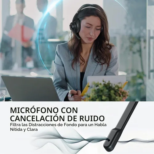 Vista 3 de EKSA H8 - Auriculares USB con micrófono para trabajo, auriculares estéreo con cable para computadora con cancelación de ruido, controles en línea