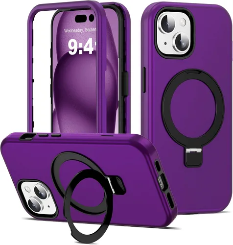 Vista 54 de Funda compatible con iPhone 13 y 14 de 6.1 pulgadas con soporte de anillo magnético [protección militar contra caídas] [compatible con Mag-Safe]