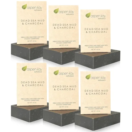 Vista 12 de Pastilla de jabón de barro del mar Muerto, 100% orgánica y natural Con carbón activo y aceites esenciales de grado terapéutico. Sin productos